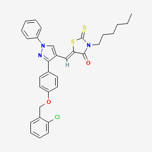 (5Z)-5-[(3-{4-[(2-Chlorobenzyl)oxy]phenyl}-1-phenyl-1H-pyrazol-4-YL)methylene]-3-hexyl-2-thioxo-1,3-thiazolidin-4-one