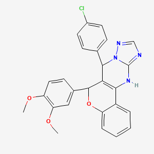 molecular formula C26H21ClN4O3 B15080449 7-(4-Chlorophenyl)-6-(3,4-dimethoxyphenyl)-7,12-dihydro-6H-chromeno[4,3-d][1,2,4]triazolo[1,5-a]pyrimidine CAS No. 303094-17-9