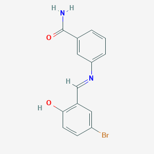 molecular formula C14H11BrN2O2 B15080458 3-{[(E)-(5-bromo-2-hydroxyphenyl)methylidene]amino}benzamide 