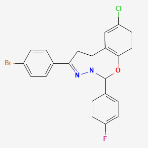 molecular formula C22H15BrClFN2O B15080485 2-(4-Bromophenyl)-9-chloro-5-(4-fluorophenyl)-1,10b-dihydropyrazolo[1,5-c][1,3]benzoxazine 