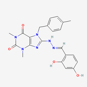 molecular formula C22H22N6O4 B15080488 2,4-Dihydroxybenzaldehyde [1,3-dimethyl-7-(4-methylbenzyl)-2,6-dioxo-2,3,6,7-tetrahydro-1H-purin-8-YL]hydrazone 