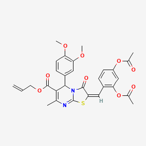 molecular formula C30H28N2O9S B15080546 Allyl (2E)-2-[2,4-bis(acetyloxy)benzylidene]-5-(3,4-dimethoxyphenyl)-7-methyl-3-oxo-2,3-dihydro-5H-[1,3]thiazolo[3,2-A]pyrimidine-6-carboxylate 