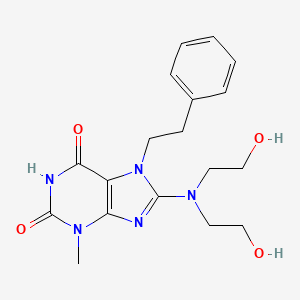 molecular formula C18H23N5O4 B15080556 8-[bis(2-hydroxyethyl)amino]-3-methyl-7-(2-phenylethyl)-3,7-dihydro-1H-purine-2,6-dione 