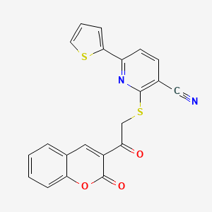 2-{[2-oxo-2-(2-oxo-2H-chromen-3-yl)ethyl]sulfanyl}-6-(thiophen-2-yl)pyridine-3-carbonitrile