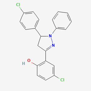 molecular formula C21H16Cl2N2O B15081112 4-chloro-2-[5-(4-chlorophenyl)-1-phenyl-4,5-dihydro-1H-pyrazol-3-yl]phenol 