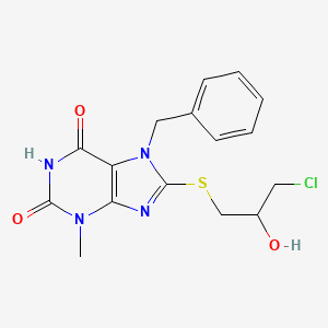 7-Benzyl-8-(3-chloro-2-hydroxy-propylsulfanyl)-3-methyl-3,7-dihydro-purine-2,6-dione