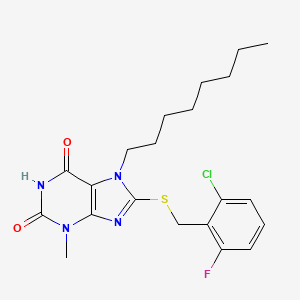 molecular formula C21H26ClFN4O2S B15081571 8-[(2-chloro-6-fluorobenzyl)sulfanyl]-3-methyl-7-octyl-3,7-dihydro-1H-purine-2,6-dione 