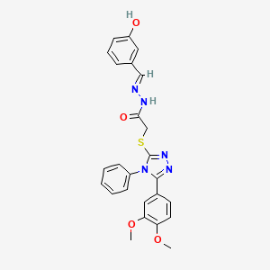 2-{[5-(3,4-dimethoxyphenyl)-4-phenyl-4H-1,2,4-triazol-3-yl]sulfanyl}-N'-[(E)-(3-hydroxyphenyl)methylidene]acetohydrazide