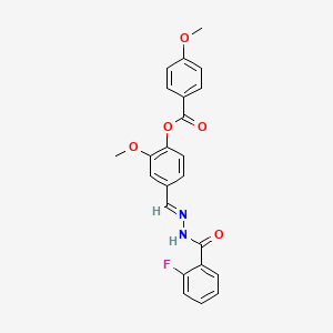 4-(2-(2-Fluorobenzoyl)carbohydrazonoyl)-2-methoxyphenyl 4-methoxybenzoate