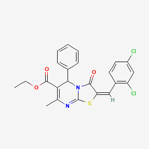 ethyl (2E)-2-(2,4-dichlorobenzylidene)-7-methyl-3-oxo-5-phenyl-2,3-dihydro-5H-[1,3]thiazolo[3,2-a]pyrimidine-6-carboxylate