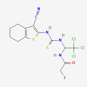 2-fluoro-N-(2,2,2-trichloro-1-{[(3-cyano-4,5,6,7-tetrahydro-1-benzothiophen-2-yl)carbamothioyl]amino}ethyl)acetamide