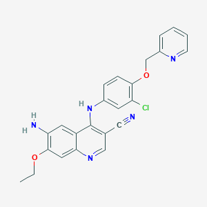molecular formula C24H20ClN5O2 B150821 6-氨基-4-((3-氯-4-(吡啶-2-基甲氧基)苯基)氨基)-7-乙氧基喹啉-3-腈 CAS No. 848139-78-6
