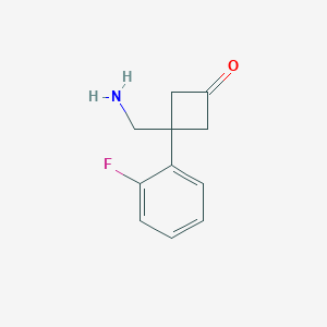 molecular formula C11H12FNO B1508214 3-(Aminomethyl)-3-(2-fluorophenyl)cyclobutan-1-one 