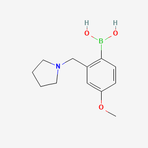 molecular formula C12H18BNO3 B1508227 4-Methoxy-2-(pyrrolidin-1-ylmethyl)phenylboronic acid 