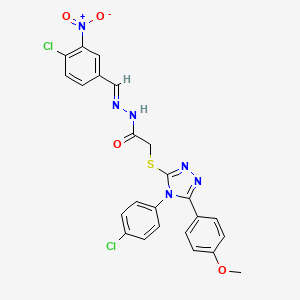 N'-[(E)-(4-chloro-3-nitrophenyl)methylidene]-2-{[4-(4-chlorophenyl)-5-(4-methoxyphenyl)-4H-1,2,4-triazol-3-yl]sulfanyl}acetohydrazide