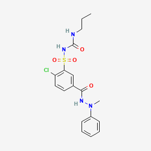 2-(4-CL-3-((((Propylamino)carbonyl)amino)sulfonyl)BZ)-1-methyl-1-phenylhydrazine