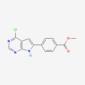 molecular formula C14H10ClN3O2 B1508257 Methyl 4-(4-chloro-7H-pyrrolo[2,3-d]pyrimidin-6-yl)benzoate CAS No. 1011717-00-2
