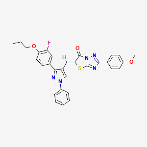 (5Z)-5-{[3-(3-Fluoro-4-propoxyphenyl)-1-phenyl-1H-pyrazol-4-YL]methylene}-2-(4-methoxyphenyl)[1,3]thiazolo[3,2-B][1,2,4]triazol-6(5H)-one