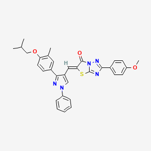 (5Z)-2-(4-methoxyphenyl)-5-[[3-[3-methyl-4-(2-methylpropoxy)phenyl]-1-phenylpyrazol-4-yl]methylidene]-[1,3]thiazolo[3,2-b][1,2,4]triazol-6-one