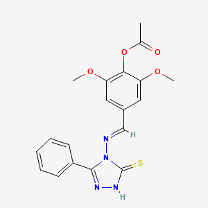 2,6-dimethoxy-4-{(E)-[(3-phenyl-5-thioxo-1,5-dihydro-4H-1,2,4-triazol-4-yl)imino]methyl}phenyl acetate