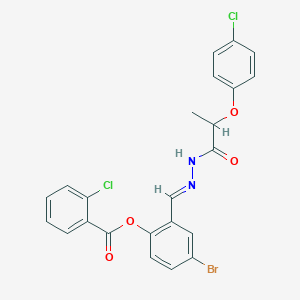 molecular formula C23H17BrCl2N2O4 B15082804 4-BR-2-(2-(2-(4-Chlorophenoxy)propanoyl)carbohydrazonoyl)phenyl 2-chlorobenzoate CAS No. 765275-91-0