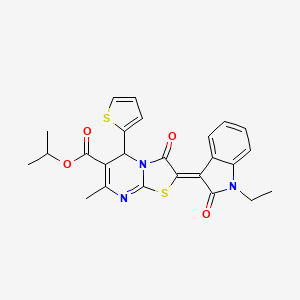 Isopropyl 2-(1-ethyl-2-oxoindolin-3-ylidene)-7-methyl-3-oxo-5-(thiophen-2-yl)-3,5-dihydro-2H-thiazolo[3,2-a]pyrimidine-6-carboxylate