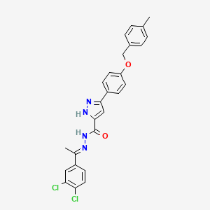 molecular formula C26H22Cl2N4O2 B15082834 N'-[(E)-1-(3,4-Dichlorophenyl)ethylidene]-3-{4-[(4-methylbenzyl)oxy]phenyl}-1H-pyrazole-5-carbohydrazide 