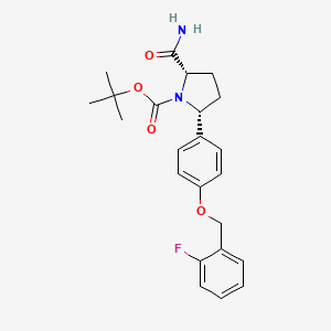 molecular formula C23H27FN2O4 B1508285 (2S,5R)-tert-Butyl 2-carbamoyl-5-(4-((2-fluorobenzyl)oxy)phenyl)pyrrolidine-1-carboxylate 