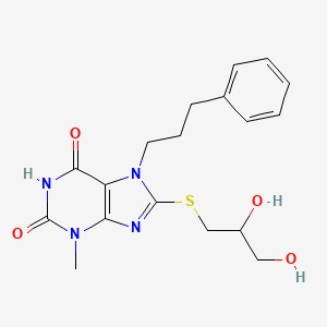 molecular formula C18H22N4O4S B15082891 8-(2,3-Dihydroxy-propylsulfanyl)-3-methyl-7-(3-phenyl-propyl)-3,7-dihydro-purine-2,6-dione 