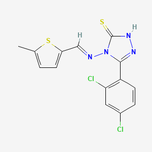 molecular formula C14H10Cl2N4S2 B15082916 5-(2,4-dichlorophenyl)-4-{[(E)-(5-methyl-2-thienyl)methylidene]amino}-4H-1,2,4-triazol-3-yl hydrosulfide 