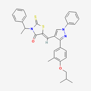 (5Z)-5-{[3-(4-isobutoxy-3-methylphenyl)-1-phenyl-1H-pyrazol-4-yl]methylene}-3-(1-phenylethyl)-2-thioxo-1,3-thiazolidin-4-one