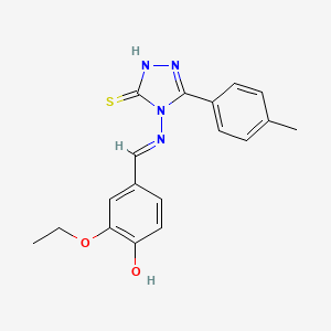 2-ethoxy-4-[(E)-{[3-(4-methylphenyl)-5-sulfanyl-4H-1,2,4-triazol-4-yl]imino}methyl]phenol