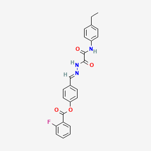 molecular formula C24H20FN3O4 B15082945 4-(2-((4-Ethylanilino)(oxo)acetyl)carbohydrazonoyl)phenyl 2-fluorobenzoate CAS No. 764653-13-6