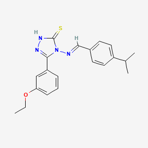 molecular formula C20H22N4OS B15082949 5-(3-Ethoxyphenyl)-4-((4-isopropylbenzylidene)amino)-4H-1,2,4-triazole-3-thiol CAS No. 497921-96-7