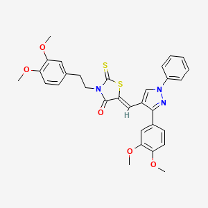 (5Z)-3-[2-(3,4-Dimethoxyphenyl)ethyl]-5-{[3-(3,4-dimethoxyphenyl)-1-phenyl-1H-pyrazol-4-YL]methylene}-2-thioxo-1,3-thiazolidin-4-one