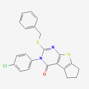 2-(benzylsulfanyl)-3-(4-chlorophenyl)-3,5,6,7-tetrahydro-4H-cyclopenta[4,5]thieno[2,3-d]pyrimidin-4-one