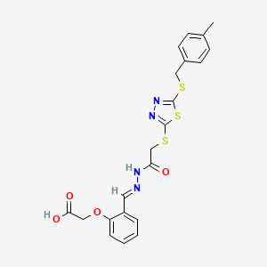 [2-((E)-{[({5-[(4-methylbenzyl)sulfanyl]-1,3,4-thiadiazol-2-yl}sulfanyl)acetyl]hydrazono}methyl)phenoxy]acetic acid