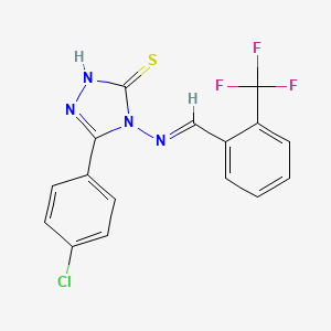 molecular formula C16H10ClF3N4S B15083161 5-(4-chlorophenyl)-4-({(E)-[2-(trifluoromethyl)phenyl]methylidene}amino)-2,4-dihydro-3H-1,2,4-triazole-3-thione 