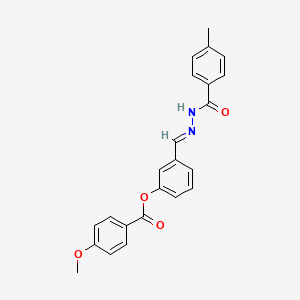 molecular formula C23H20N2O4 B15083169 3-(2-(4-Methylbenzoyl)carbohydrazonoyl)phenyl 4-methoxybenzoate CAS No. 767335-87-5