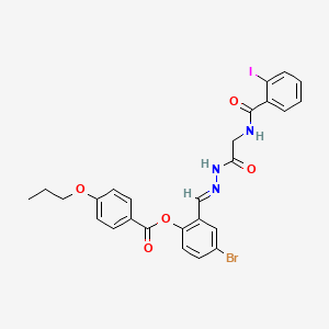 molecular formula C26H23BrIN3O5 B15083210 [4-bromo-2-[(E)-[[2-[(2-iodobenzoyl)amino]acetyl]hydrazinylidene]methyl]phenyl] 4-propoxybenzoate 