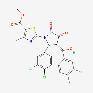 molecular formula C24H17Cl2FN2O5S B15083264 methyl 2-[2-(3,4-dichlorophenyl)-3-(3-fluoro-4-methylbenzoyl)-4-hydroxy-5-oxo-2,5-dihydro-1H-pyrrol-1-yl]-4-methyl-1,3-thiazole-5-carboxylate 