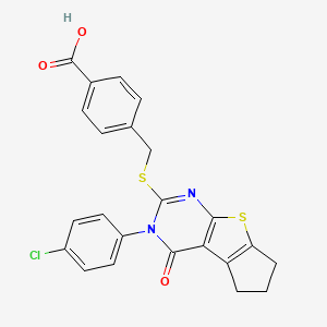 4-({[3-(4-chlorophenyl)-4-oxo-3,5,6,7-tetrahydro-4H-cyclopenta[4,5]thieno[2,3-d]pyrimidin-2-yl]sulfanyl}methyl)benzoic acid