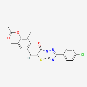 4-[(E)-(2-(4-chlorophenyl)-6-oxo[1,3]thiazolo[3,2-b][1,2,4]triazol-5(6H)-ylidene)methyl]-2,6-dimethylphenyl acetate