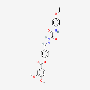 molecular formula C26H25N3O7 B15083372 4-(2-((4-Ethoxyanilino)(oxo)acetyl)carbohydrazonoyl)phenyl 3,4-dimethoxybenzoate CAS No. 767310-40-7