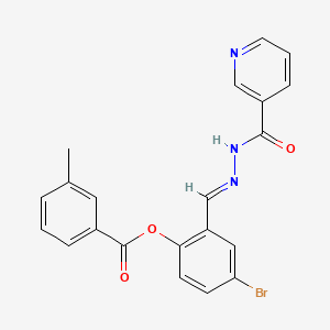 4-Bromo-2-(2-(3-pyridinylcarbonyl)carbohydrazonoyl)phenyl 3-methylbenzoate