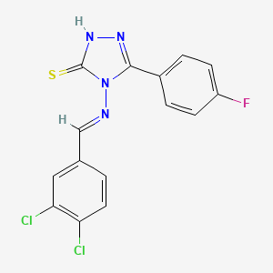 molecular formula C15H9Cl2FN4S B15083417 4-((3,4-Dichlorobenzylidene)amino)-5-(4-fluorophenyl)-4H-1,2,4-triazole-3-thiol CAS No. 675840-53-6