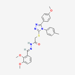 molecular formula C27H27N5O4S B15083450 N'-[(E)-(2,3-dimethoxyphenyl)methylidene]-2-{[5-(4-methoxyphenyl)-4-(4-methylphenyl)-4H-1,2,4-triazol-3-yl]sulfanyl}acetohydrazide 