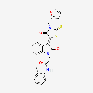 2-{(3Z)-3-[3-(2-furylmethyl)-4-oxo-2-thioxo-1,3-thiazolidin-5-ylidene]-2-oxo-2,3-dihydro-1H-indol-1-yl}-N-(2-methylphenyl)acetamide