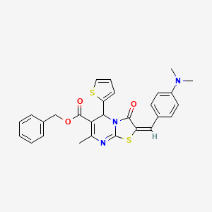 Benzyl 2-(4-(dimethylamino)benzylidene)-7-methyl-3-oxo-5-(thiophen-2-yl)-3,5-dihydro-2H-thiazolo[3,2-a]pyrimidine-6-carboxylate