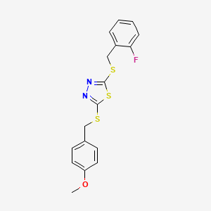 2-[(2-Fluorobenzyl)sulfanyl]-5-[(4-methoxybenzyl)sulfanyl]-1,3,4-thiadiazole